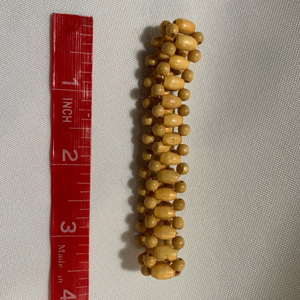 Wood beaded elastic bracelet